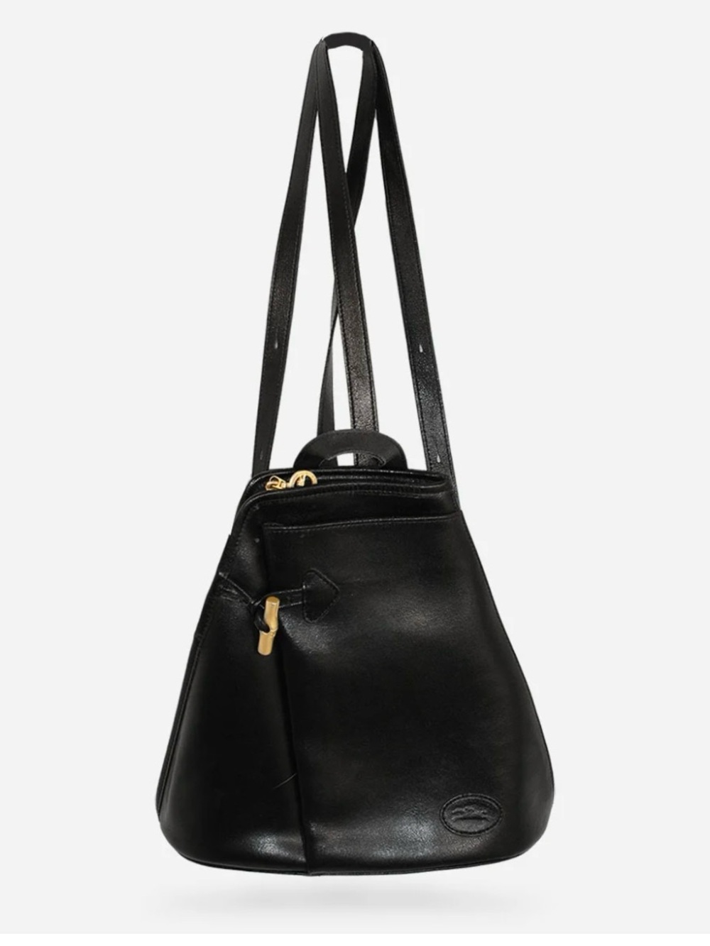Longchamp Black Leather Backpack with Gold Hardware - Picture 2 of 10